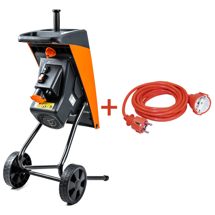 Подрібнювач садовий DS2500/40 KIT, 220В, 2500Вт, гілки до 40мм, ножі + подовжувач 10м помаранч.