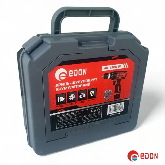 Акумуляторний шуруповерт із набором насадок EDON AD-12CK OL (кейс, 12V / 2.0 А·год, 2 АКБ)