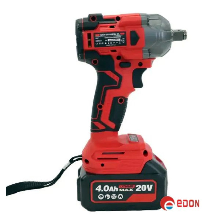 Потужний акумуляторний гайковерт безщітковий EDON ED-20/500PBL (20V /4.0 А·год, 2 АКБ)