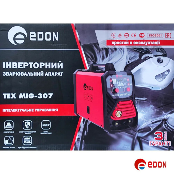 Зварювальний напівавтомат 2 в 1 EDON TEX MIG-307 із синергетичним керуванням