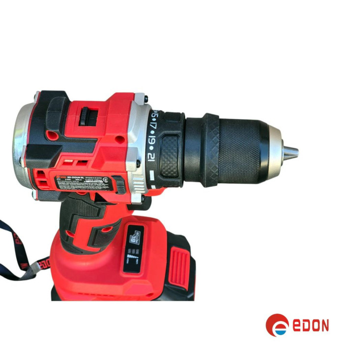 Акумуляторний шуруповерт безщітковий EDON ED-21CUN BL (знімний патрон + кутова насадка)