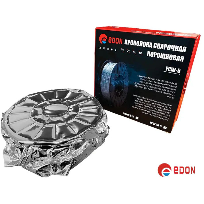 Флюсовий зварювальний дріт Edon 0.8 мм x 5 кг (Е71Т-GS)