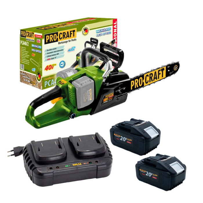 Акумуляторна пила Procraft PCA40/2 з акумуляторами по 8 Аг та зарядним
