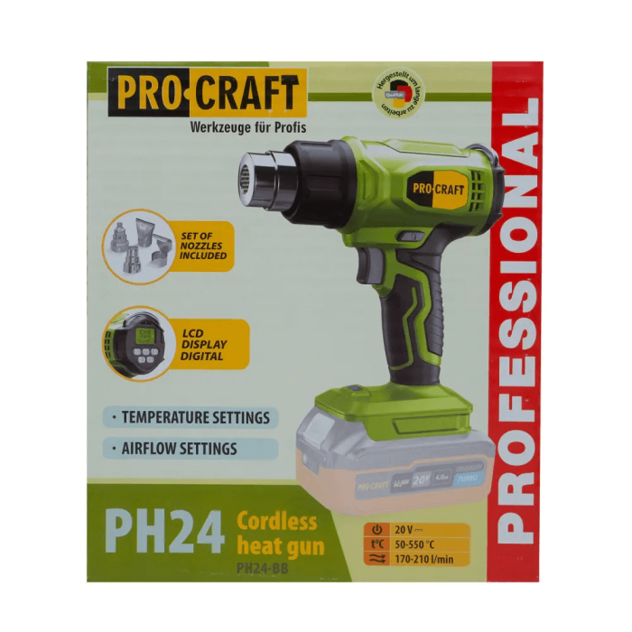 Акумуляторний фен Procraft PH24 (батарея 4Аг, зарядний пристрій)