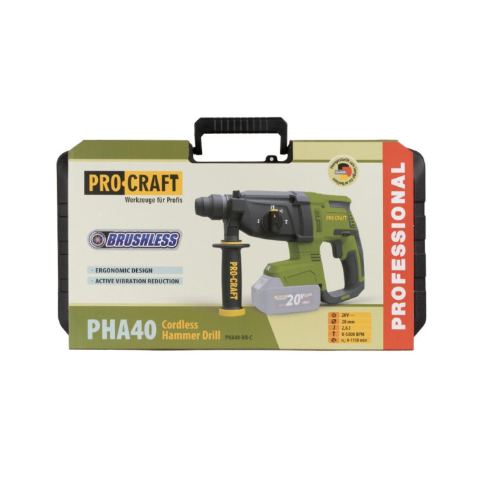 Акумуляторний перфоратор Procraft PHA40 в кейсі