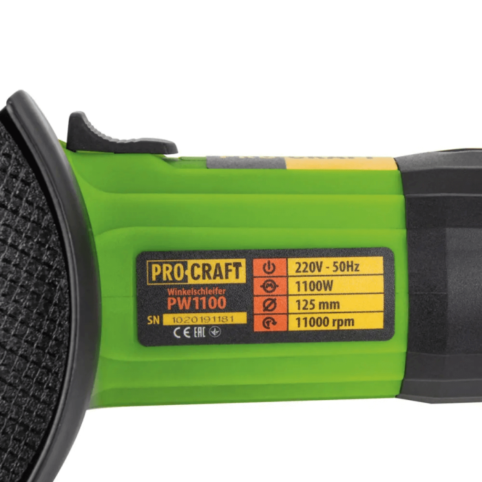 Електрична болгарка Procraft PW1100 з диском 125 мм