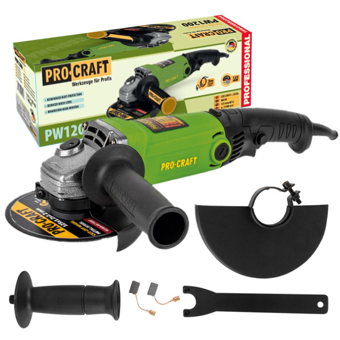 Електрична болгарка Procraft PW1200 з диском 125 мм