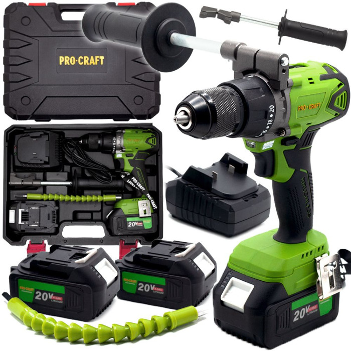 Акумуляторний шуруповерт Procraft PA18BL Universal Extra з розширеним комплектом
