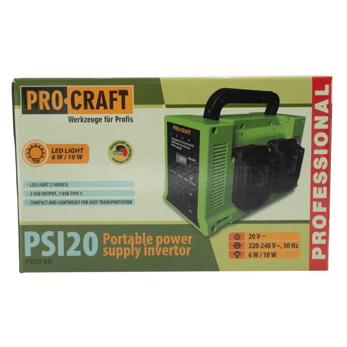 Акумуляторний інвертор напруги Procraft PSI20 (зарядна станція Procraft)